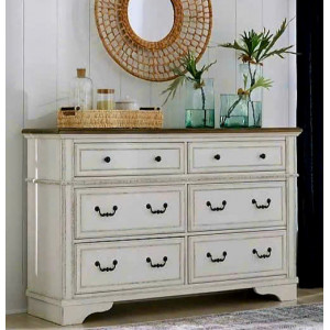 B747 - 31 : Tủ 6 Ngăn Kéo Giả Cổ - Màu Trắng Sương Mù